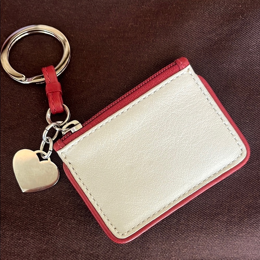 Coach Red and White Keychain Wallet with Heart Charm - Picture 5 of 7